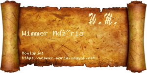 Wimmer Mária névjegykártya